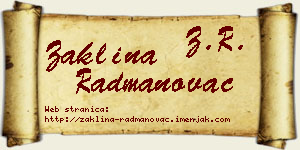 Žaklina Radmanovac vizit kartica